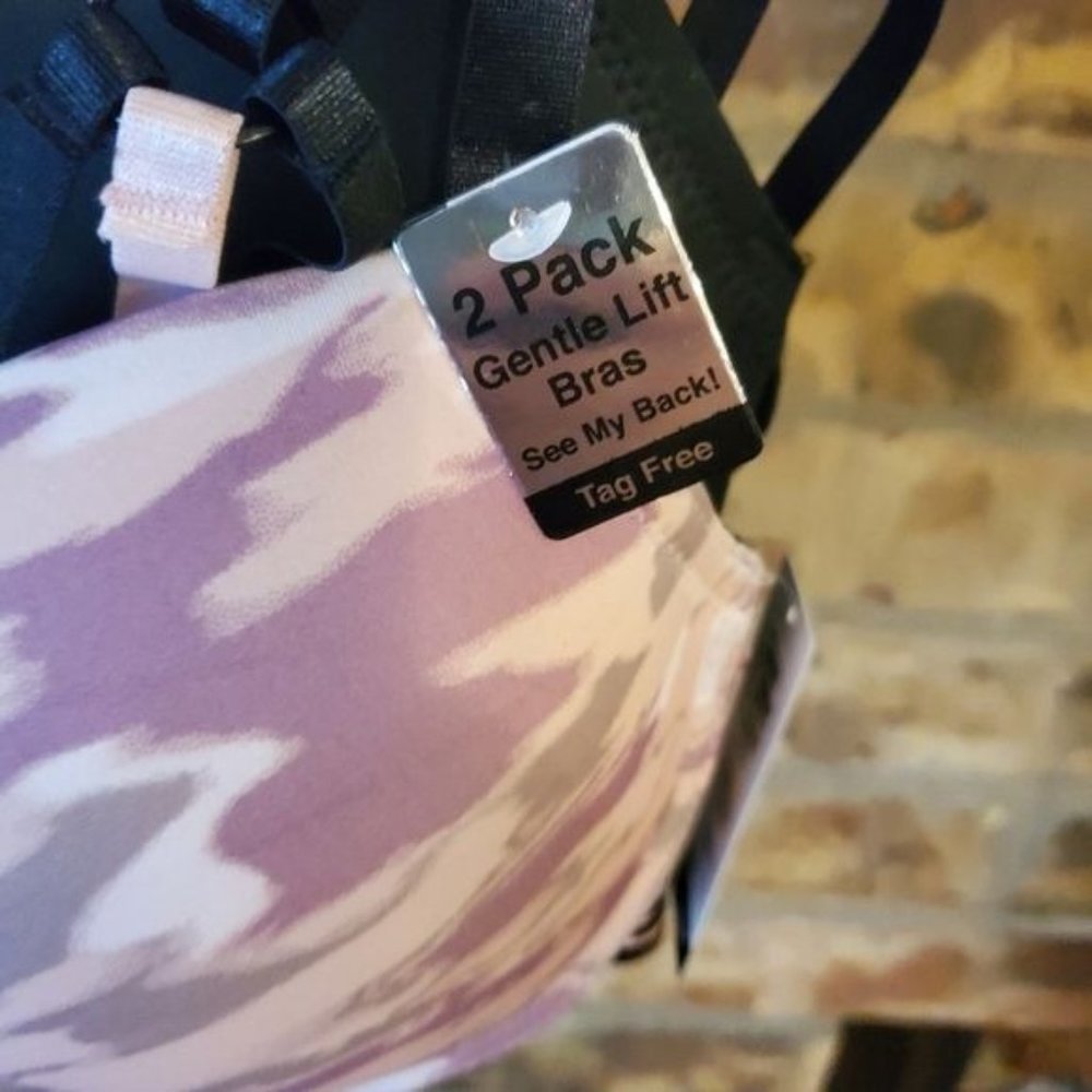 New bebe 2 padded pushup camo black pink bras - Picture 3 of 7